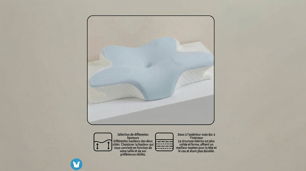 Oreiller cervical™  Soulage les douleurs cervicales & améliore le sommeil.