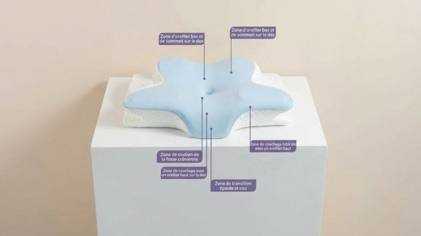 Oreiller cervical™  Soulage les douleurs cervicales & améliore le sommeil.